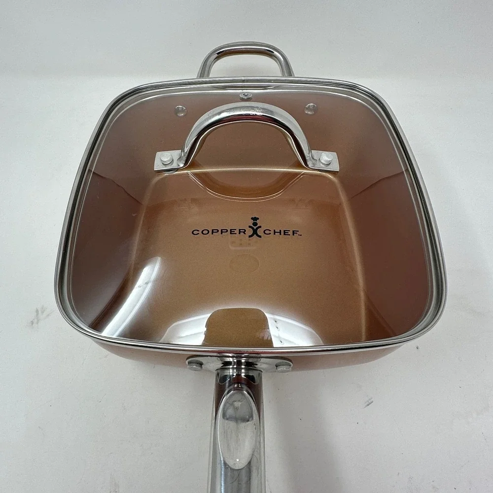 Copper Chef 9.5 Inch Deep Square Pan with Glass Lid Non-Stick Induction Ready
